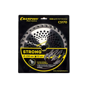 Нож для травы 230 х 25.4 мм 32T (твердосплавные зубья) Strong CHAMPION C5170