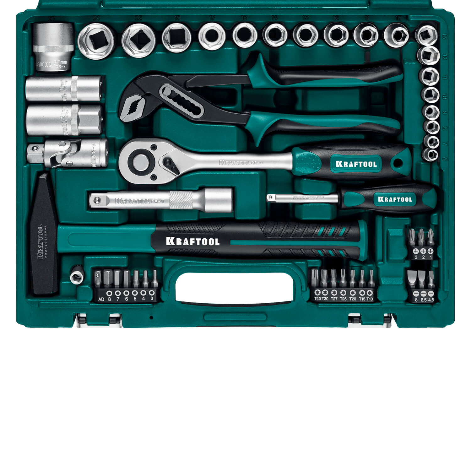 Набор инструмента универсальный KRAFTOOL EXTREM-66 (66 предм., 1/2'' + 1/4'') 27976-H66