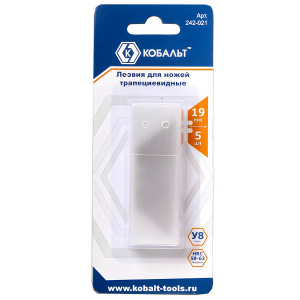 Лезвия сменные для ножей 19 мм, трапециевидные (5 шт.) КОБАЛЬТ 242-021