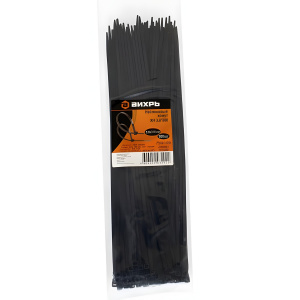 Хомут нейлоновый 3,6*300 Ч (100 шт) ВИХРЬ