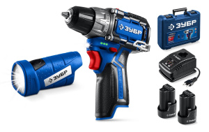 Дрель аккумуляторная ЗУБР КОМПАКТ №4 DB-121-22F + LED фонарь Профессионал (кейс)