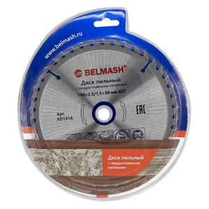 Диск пильный 190 х 2.5/1.5 х 30/20/16 мм 42T (дерево) BELMASH RD131A