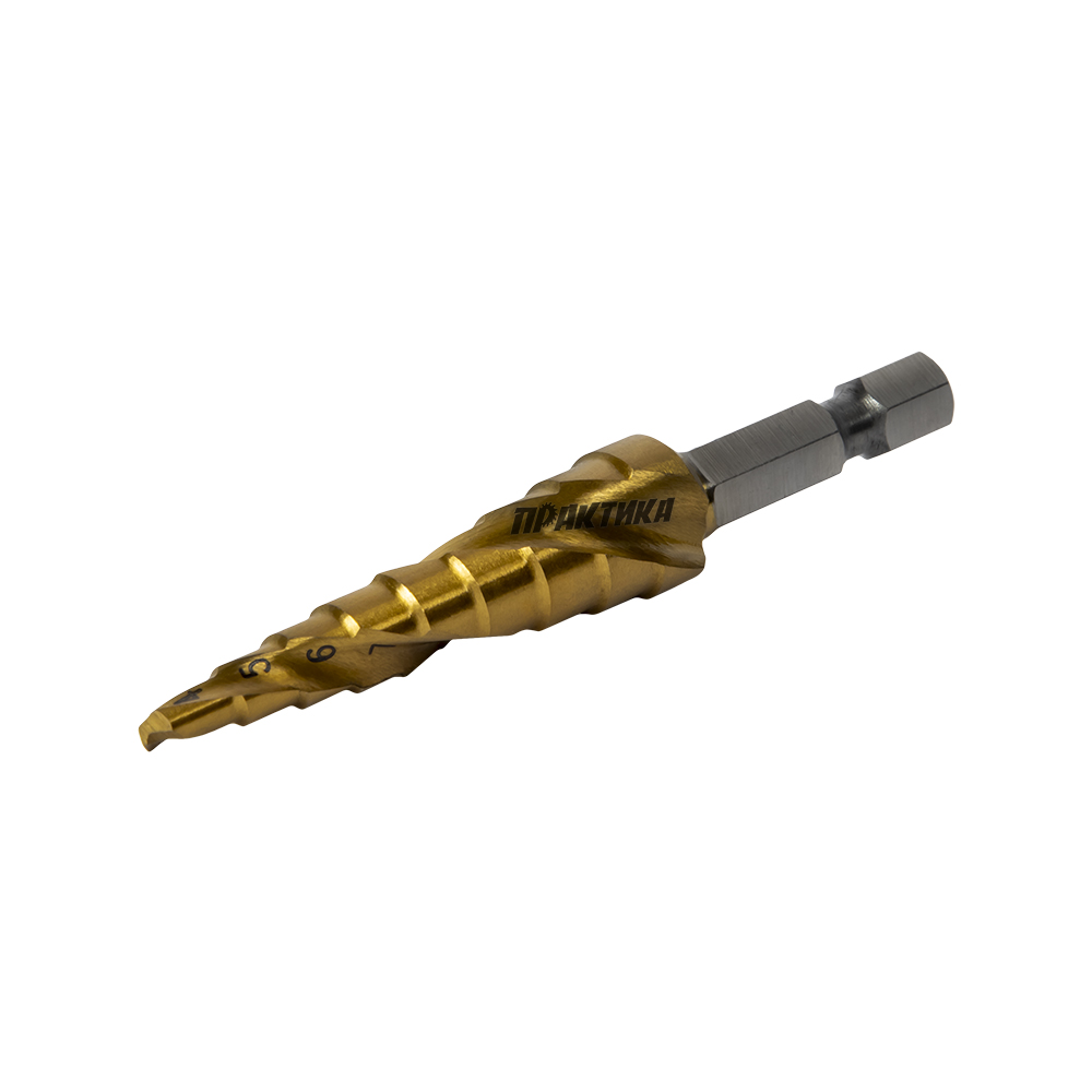 Сверло ступенчатое 4-12 мм (9 ступеней) "Эксперт" ПРАКТИКА 793-756
