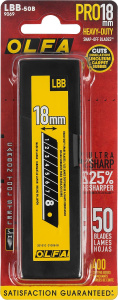 Лезвия для ножа 18 мм (50 шт., сегментированные) EXCEL BLACK OLFA OL-LBB-50B