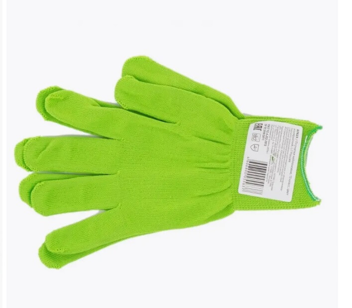 Перчатки из синтетической нити, 13 класс, р-р L, цвет изумрудный 67823