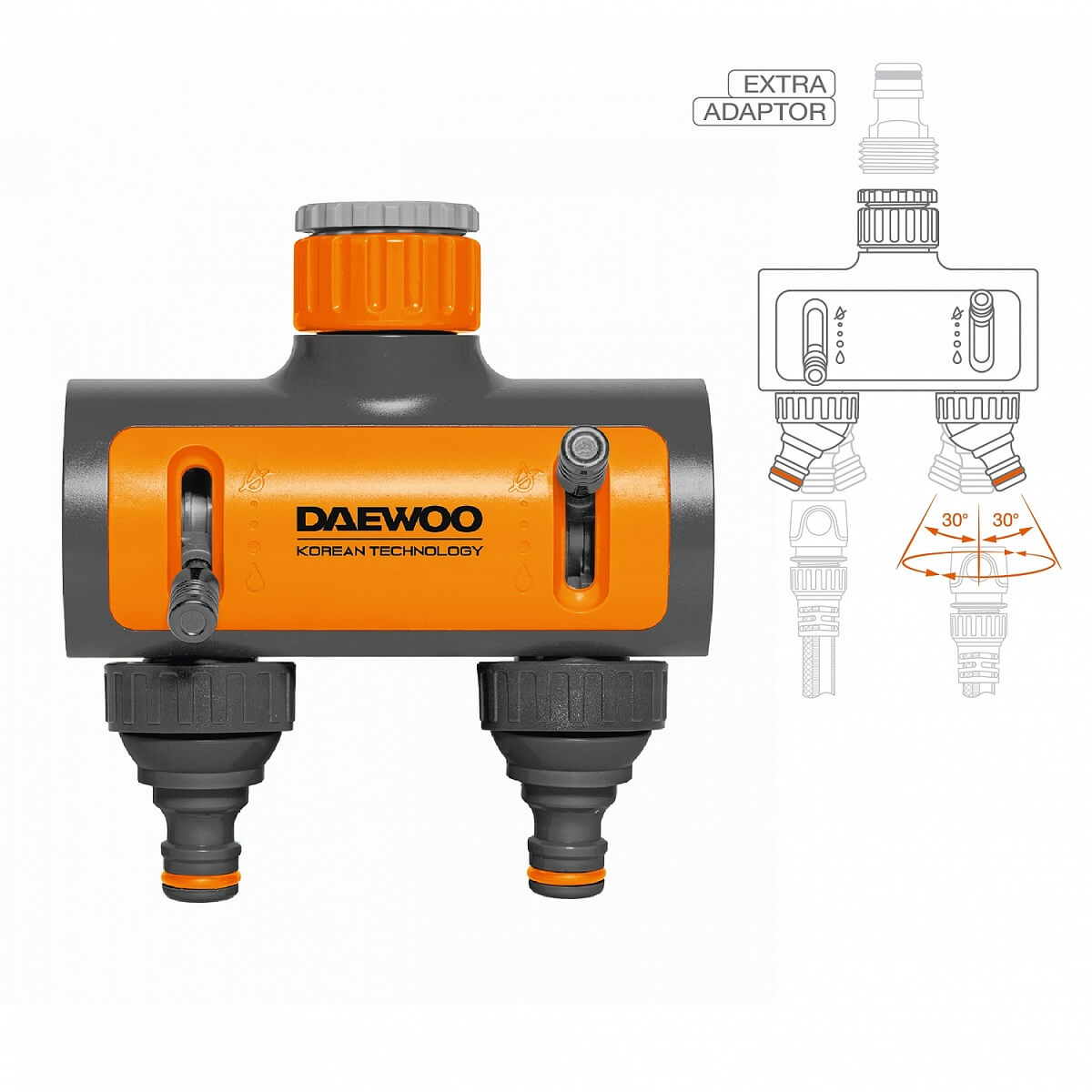 Разделитель потоков 2-х канальный 26,5 мм (3/4'') и 33,3 мм (1'') DWC 1225 DAEWOO