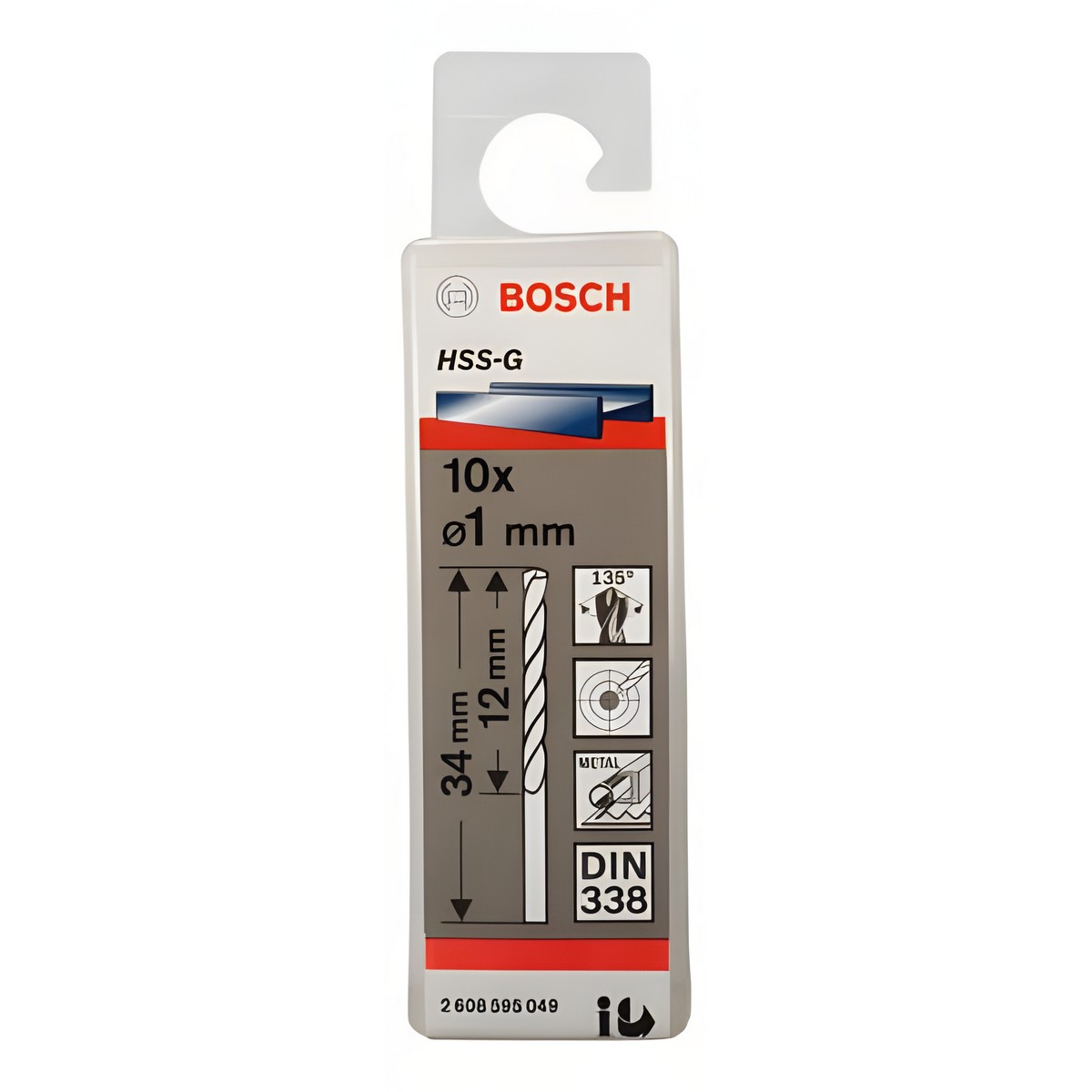 Сверло по металлу 1.0 х 34 мм (1 шт.) HSS-G BOSCH 2608595049