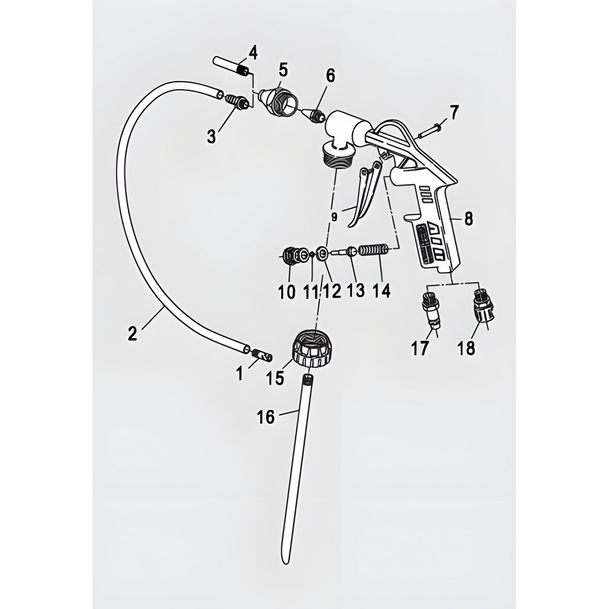 Пистолет 167 B антикор. со шлангом