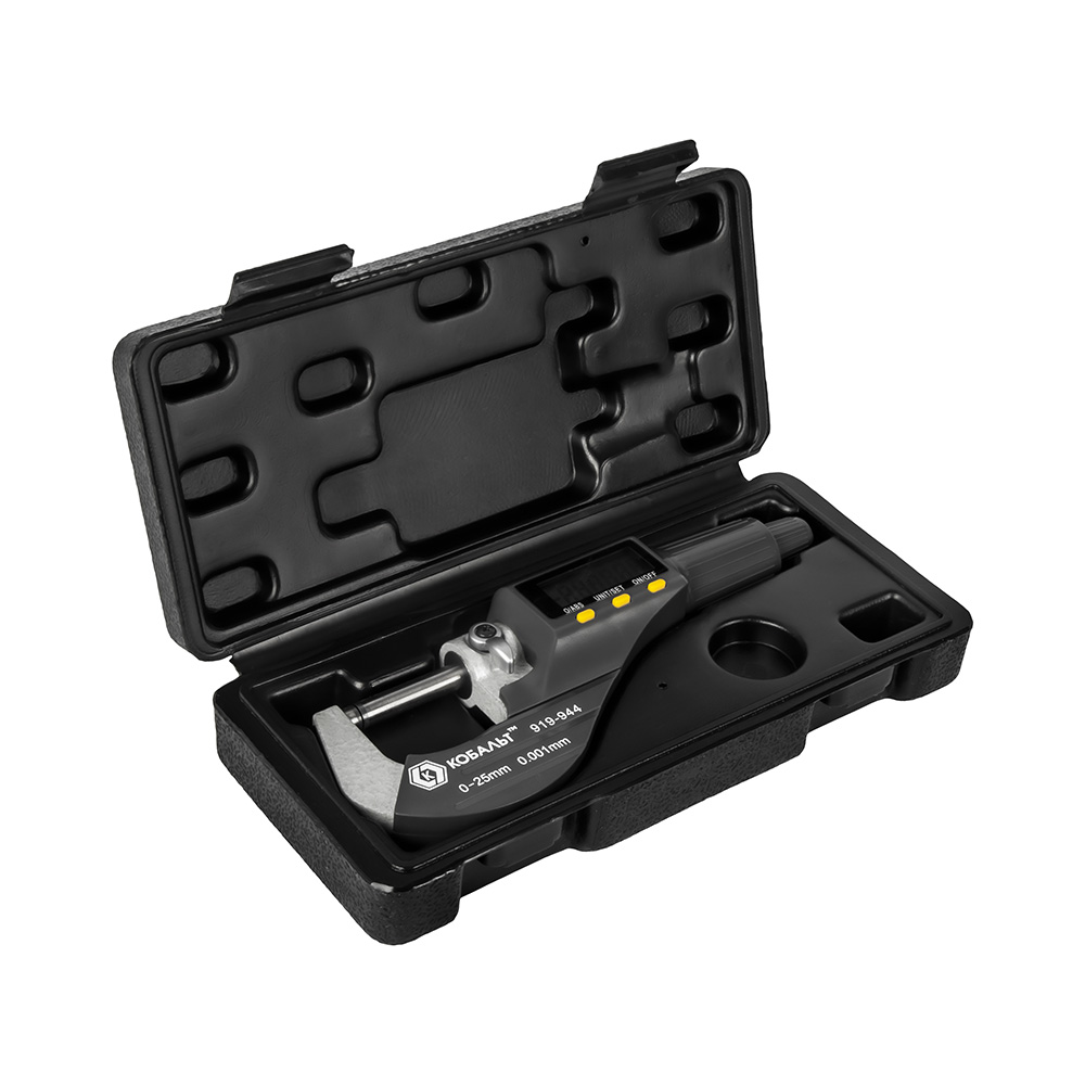 Микрометр цифровой 0 - 25 мм (точность 0,01 мм, кейс) КОБАЛЬТ 919-944