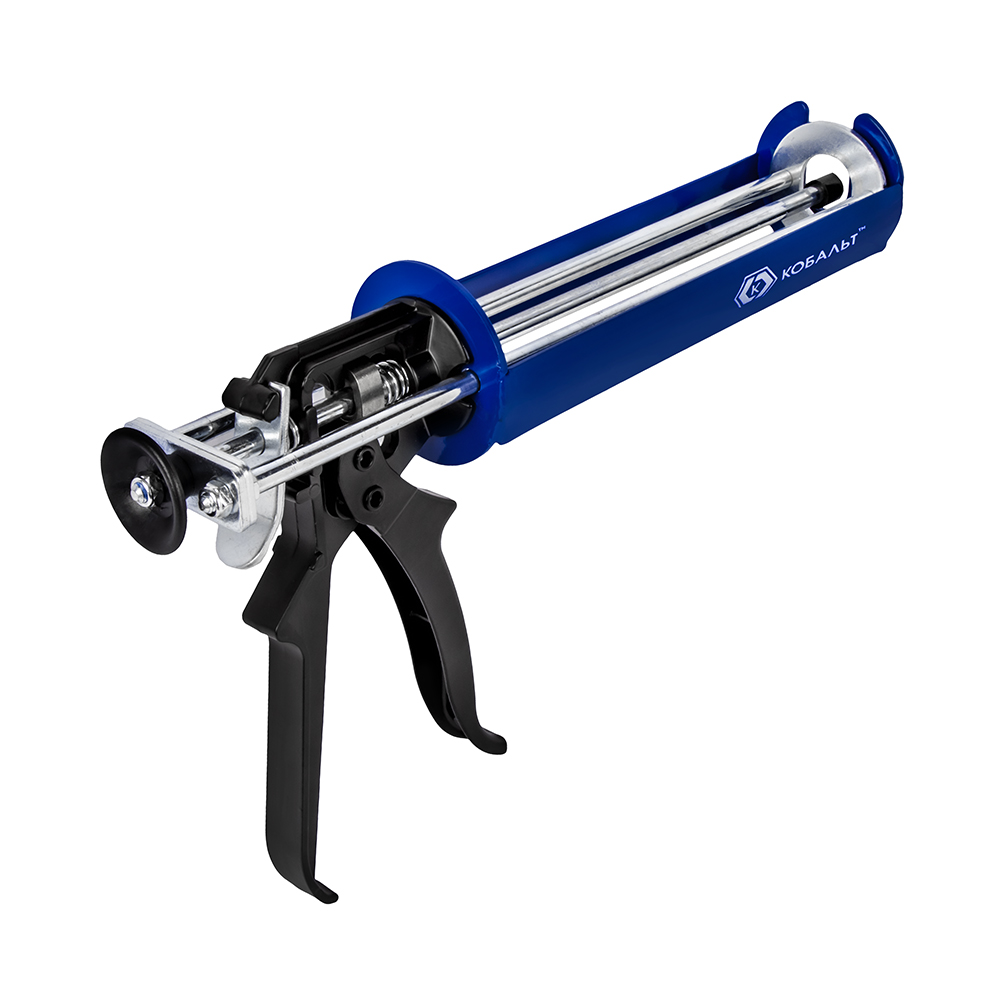 Пистолет для хим. анкеров 380-410 мл (скелетный стальной корпус, 3-х шток. поршень) КОБАЛЬТ 918-664