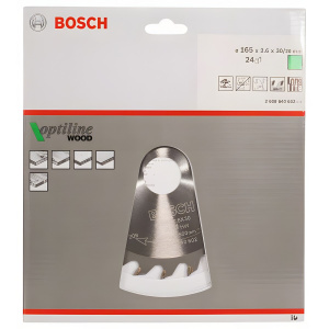 Диск пильный 165 х 30 мм 24T STD for Wood BOSCH 2608640602