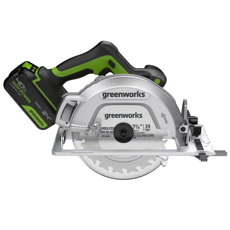 Пила циркулярная аккумуляторная GREENWORKS GD24CSK4 1500907CUB