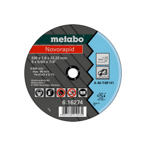 Круг отрезной 180 х 1.5 х 22.2 мм Novorapid (нерж. сталь) METABO 616273000