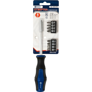 Отвертка-рукоятка с набором бит 9 шт. Ultra Grip КОБАЛЬТ 646-676