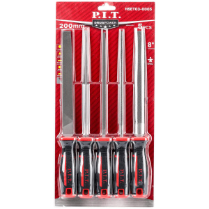 Набор напильников с двухкомпонентной рукояткой P.I.T. HSET03-0005 (№2, 5шт, 300/200мм, 2-я насечка)
