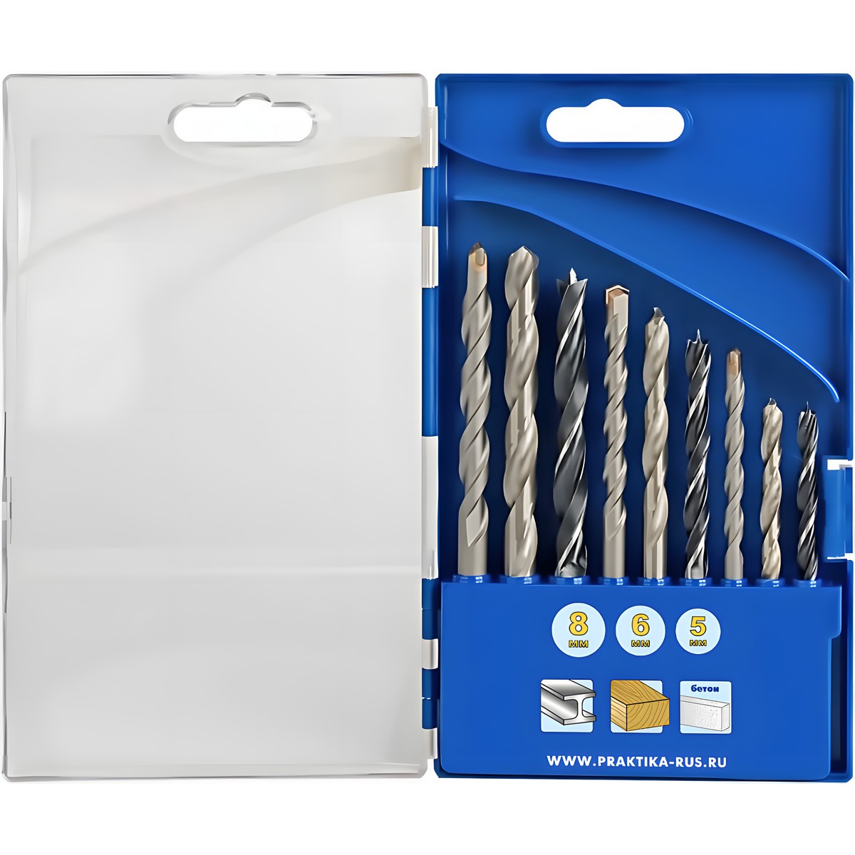 Набор сверл комбинированный 9 шт. (5-8 мм) Профи ПРАКТИКА 640-384