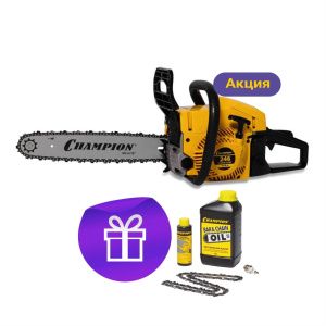 Бензопила CHAMPION 246-15"-0,325-1,3-64 (легкий старт) + ПОДАРОК (масло, свеча, цепь, смазка цепи)