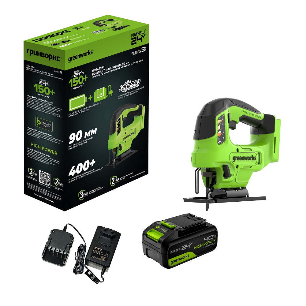Лобзик аккумуляторный GREENWORKS GD24JS90 3601707CUB