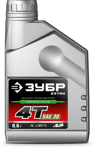 Масло ЗУБР 4Т-30 EXTRA, 0,6 л, минеральное, для 4-тактных двигателей 70613-06