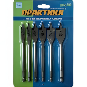 Набор сверл перовых 6 шт. (10/12/16/18/20/25 мм) ПРАКТИКА 774-368