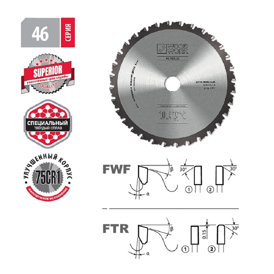 Диск пильный 305*2,4/2,0*25,4*60Т (по стали) DRYCUT WOODWORK 46.305.60