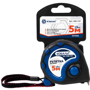 Рулетка 5 м х 19 мм Оптима КОБАЛЬТ 646-737