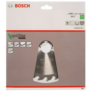 Диск пильный 190 х 30 мм 24T STD Wood BOSCH 2608641185
