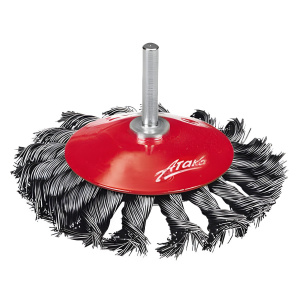 Щетка для дрели №103 (75 мм, коническая, витая сталь) АТАКА 22392