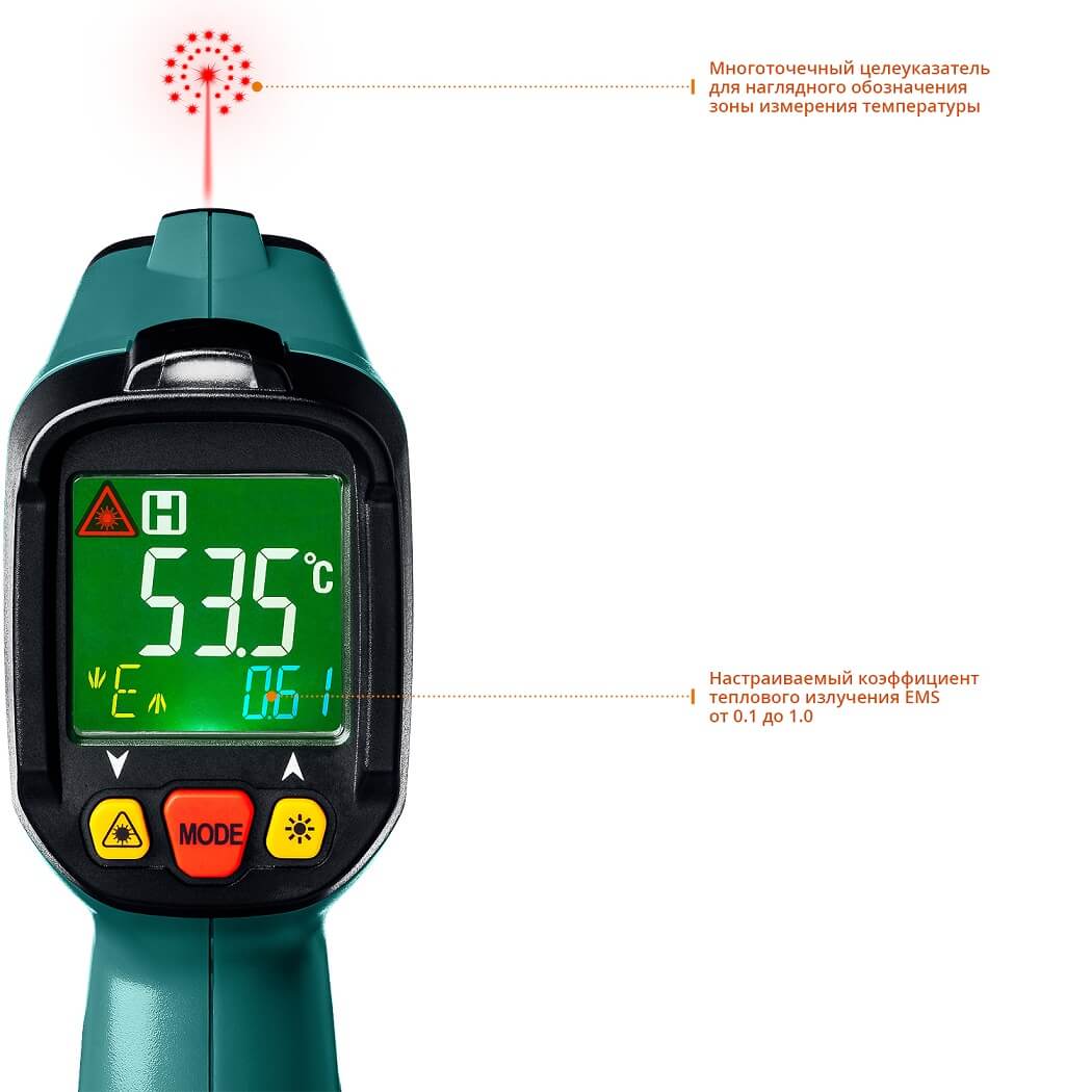 Пирометр инфракрасный KRAFTOOL TRM-550 (-30* +550*C) 45705-550