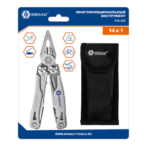 Мультитул 14-в-1, корпус из нерж. стали, чехол КОБАЛЬТ 918-282