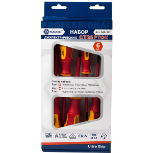 Набор отверток диэлектрических 6 шт. (коробка) Ultra Grip КОБАЛЬТ 646-522