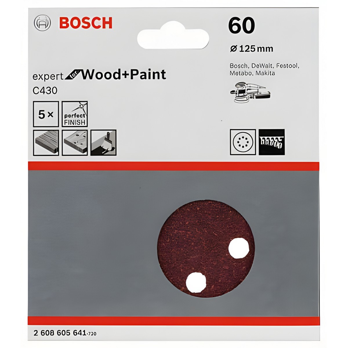 Круг шлифовальный 125 мм P60 (1 шт.) Expert for Wood + Paint BOSCH 2608605641