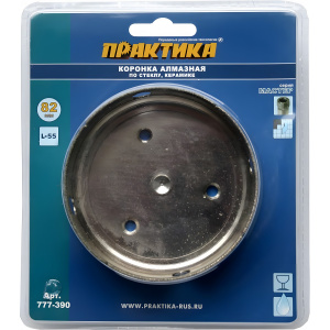 Коронка алмазная 82 мм (1 шт., стекло, керамика) Сделай сам ПРАКТИКА 777-390