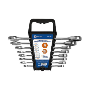 Набор ключей комбинированных 8 шт. (8-19 мм, трещоточный механизм 90 зуб.) КОБАЛЬТ 923-989