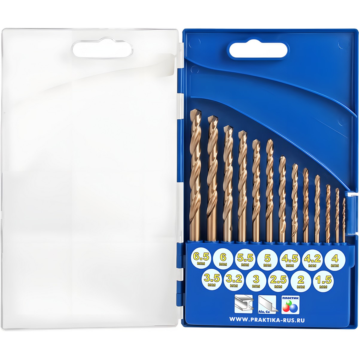 Набор сверл по металлу 13 шт. (1.5-6.5 + 3.2/4.2 мм) Эксперт ПРАКТИКА 640-292