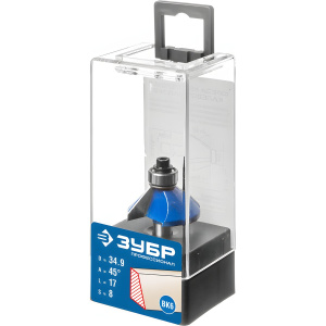 Фреза кромочная калевочная (фасочная) 34.9 х 16 мм, №9 ЗУБР Профессионал 28711-34.9