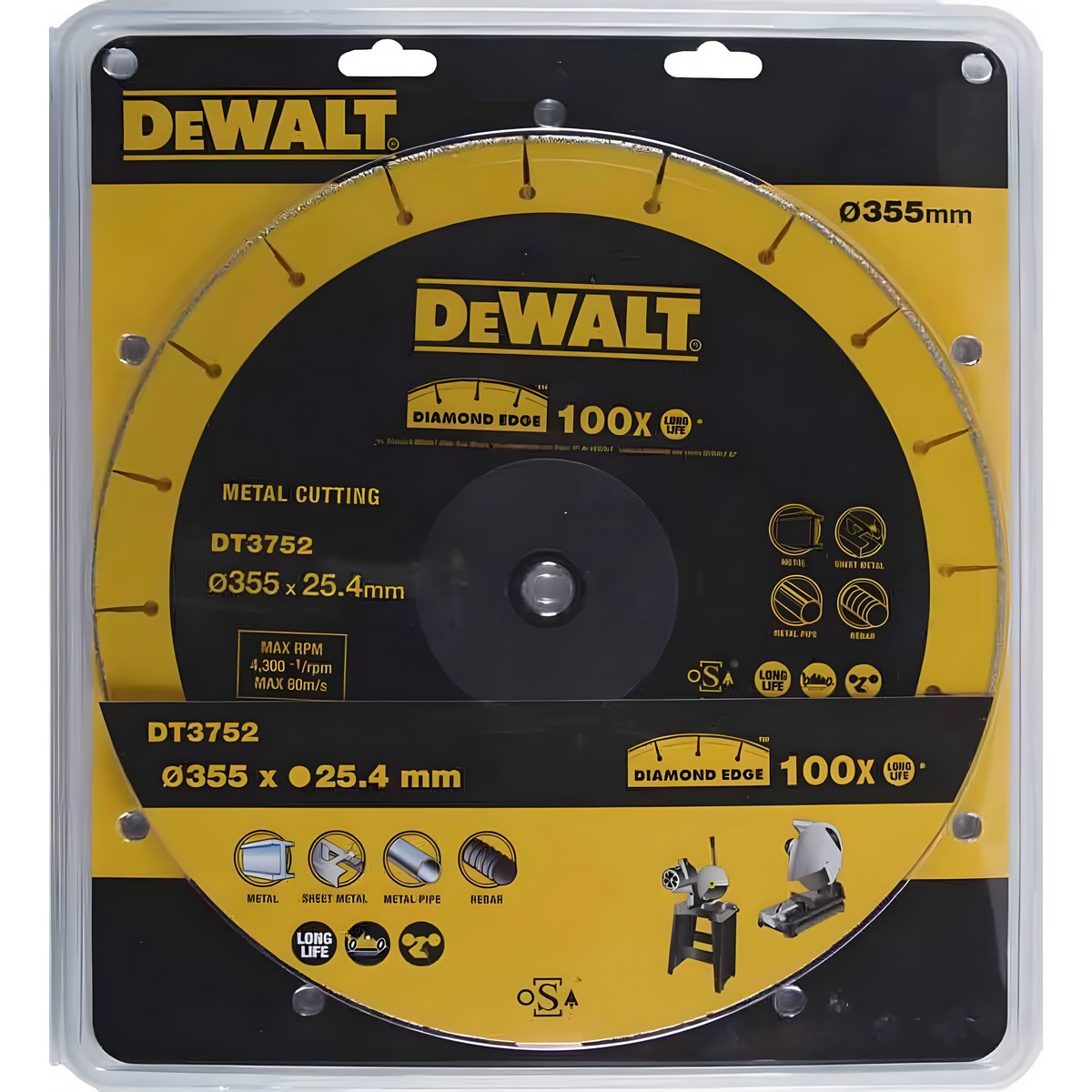 Диск алмазный 355 х 3.5 х 25.4 мм (металл) DeWalt DT3752