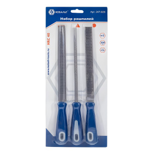 Набор рашпилей 200 мм №2 (3 шт., двухкомпонентные ручки) КОБАЛЬТ 247-828