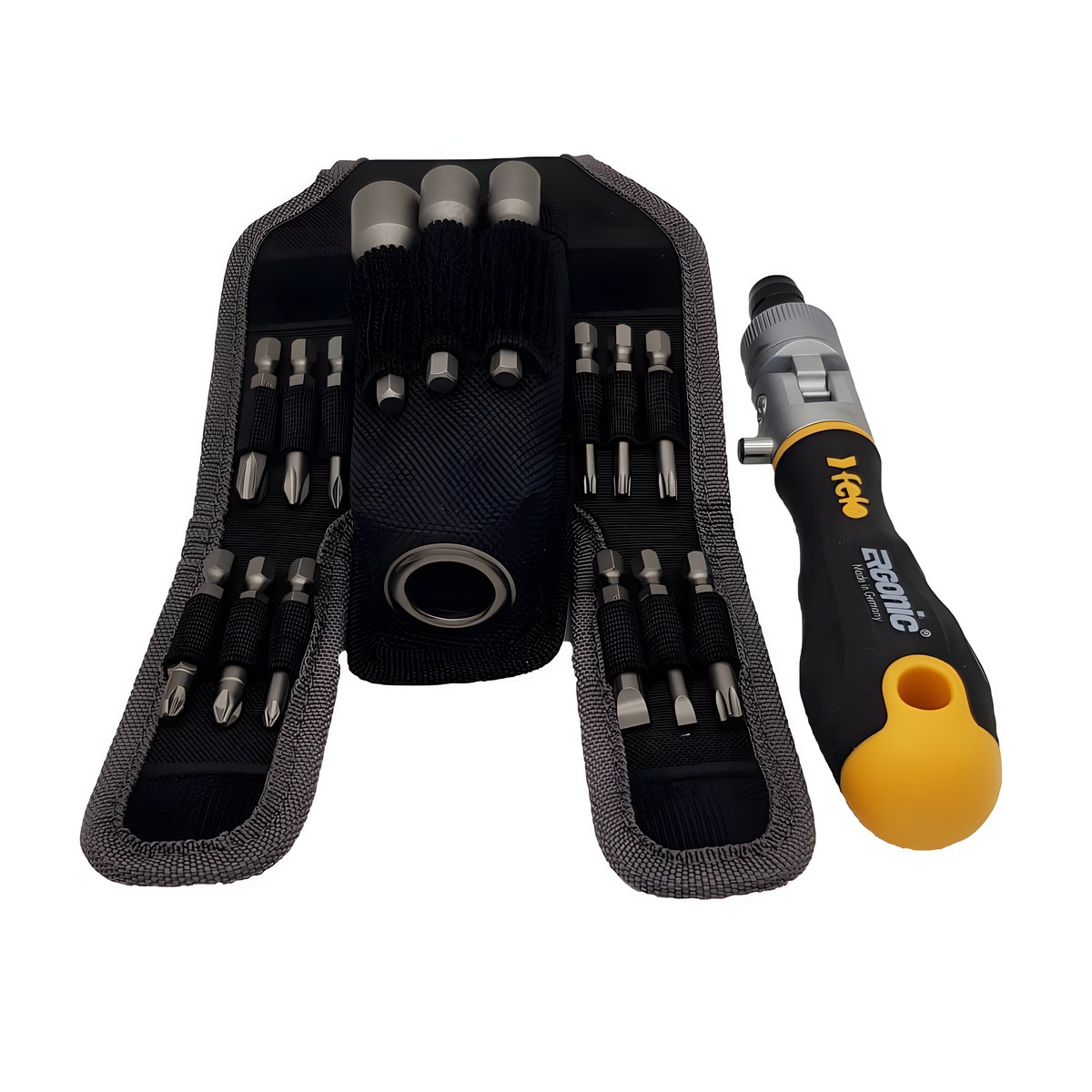 Трещотка поворотная с набором бит, 16 шт. (в чехле) Ergonic K FELO 06071604