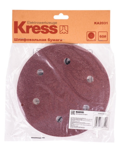 Листы шлифовальные 225 мм P60 (5 шт., с перфорацией) KRESS KA2031