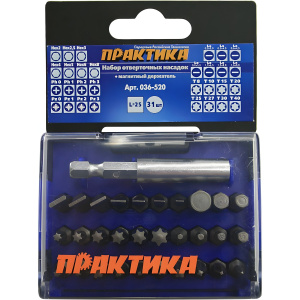 Набор бит 30 шт. + держатель 60 мм (кассета) "Профи" ПРАКТИКА 036-520