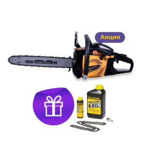 Бензопила CHAMPION 240-16"-3/8-1,3-56 (легкий старт) + ПОДАРОК (масло, свеча, цепь, смазка цепи)