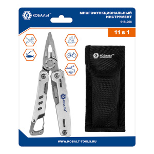 Мультитул 11-в-1, корпус из нерж. стали, чехол КОБАЛЬТ 918-268