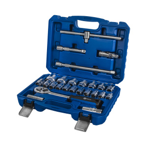 Набор торцевых головок (25 пр., 1/2'', трещотка, кейс) КОБАЛЬТ 919-593