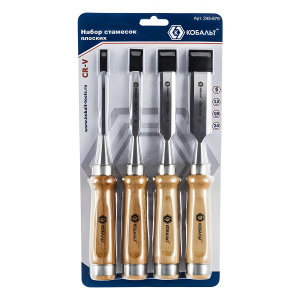 Набор стамесок 4 шт. (6/12/18/24 мм, деревянные ручки) КОБАЛЬТ 245-879