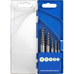 Набор для извлечения шпилек и болтов 5 шт. (ПРО-кассета) "Эксперт" ПРАКТИКА 640-414