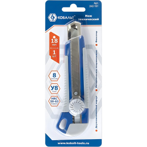 Нож технический 18 мм, двухкомпонентный корпус, металл. направляющая, фиксатор КОБАЛЬТ 242-151