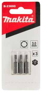 Бита HEX 3.0 х 25 мм C-form (3 шт.) MAKITA B-23690