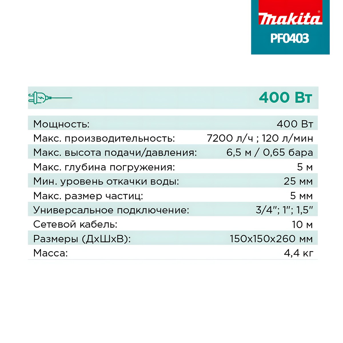 Насос погружной MAKITA PF0403