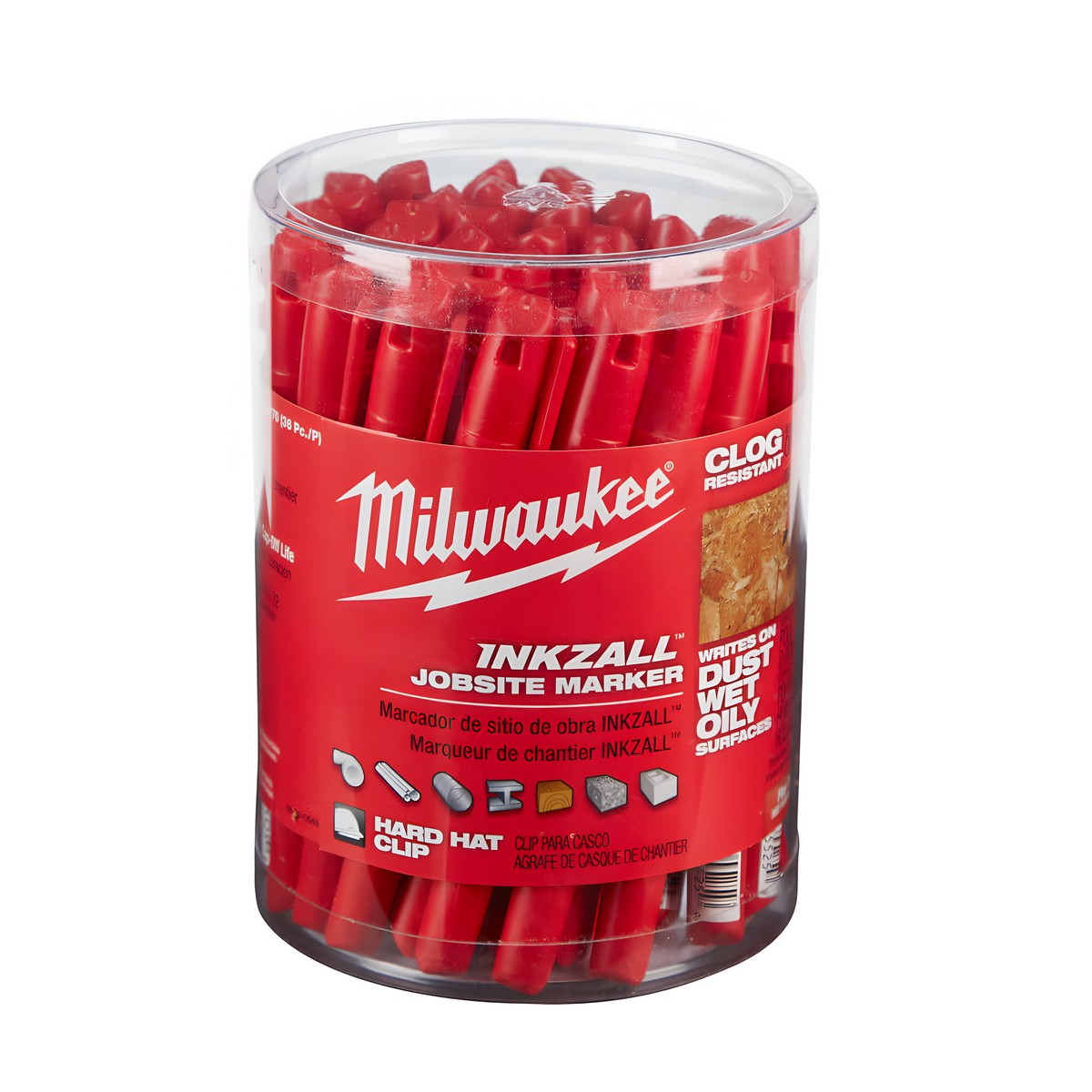 Маркер строительный тонкий, красный INKZALL MILWAUKEE 48223170